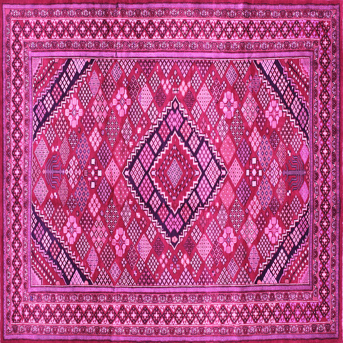Square Machine Washable Persian Pink Traditional Rug, wshtr74pnk