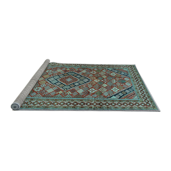 Sideview of Machine Washable Persian Light Blue Traditional Rug, wshtr74lblu
