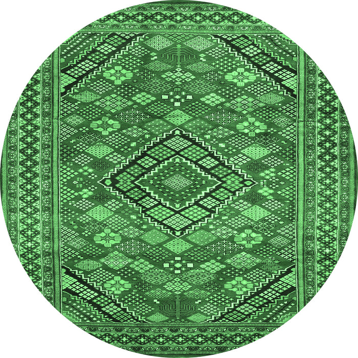 Round Persian Emerald Green Traditional Rug, tr74emgrn
