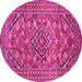 Round Persian Pink Traditional Rug, tr74pnk