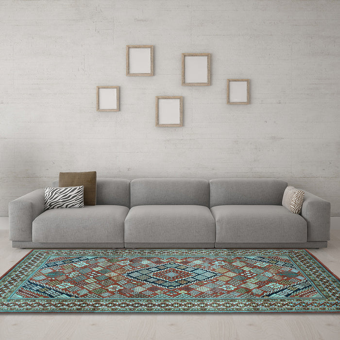 Machine Washable Persian Light Blue Traditional Rug in a Living Room, wshtr74lblu