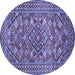 Round Persian Blue Traditional Rug, tr74blu