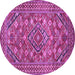 Round Machine Washable Persian Purple Traditional Area Rugs, wshtr74pur