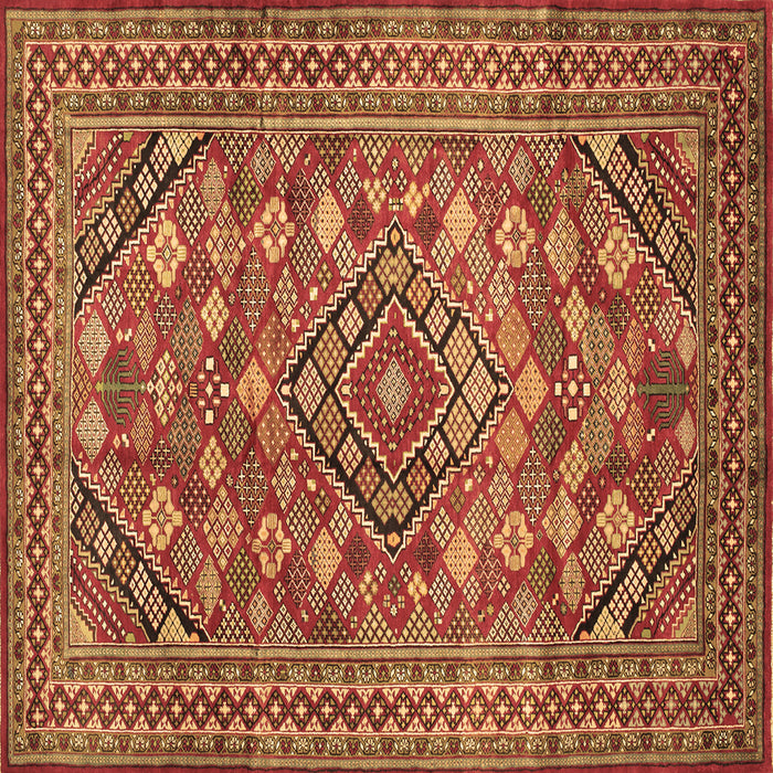 Square Machine Washable Persian Brown Traditional Rug, wshtr74brn