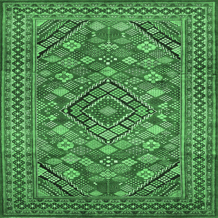 Square Machine Washable Persian Emerald Green Traditional Area Rugs, wshtr74emgrn
