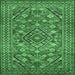 Square Machine Washable Persian Emerald Green Traditional Area Rugs, wshtr74emgrn