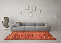 Machine Washable Persian Orange Traditional Rug, wshtr74org