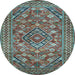 Round Persian Light Blue Traditional Rug, tr74lblu