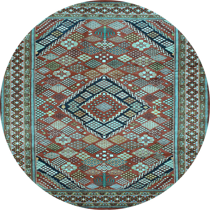 Round Machine Washable Persian Light Blue Traditional Rug, wshtr74lblu