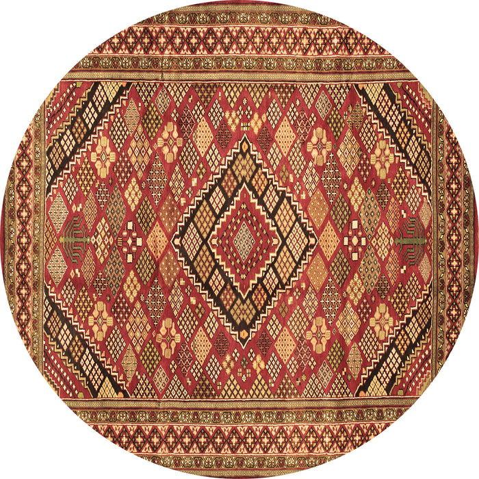 Round Persian Brown Traditional Rug, tr74brn