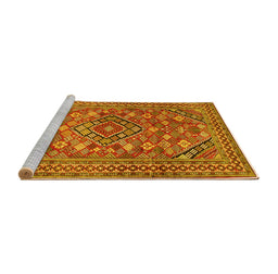 Sideview of Machine Washable Persian Yellow Traditional Rug, wshtr74yw