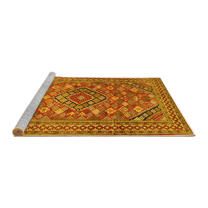 Sideview of Machine Washable Persian Yellow Traditional Rug, wshtr74yw