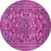 Round Persian Purple Traditional Rug, tr74pur