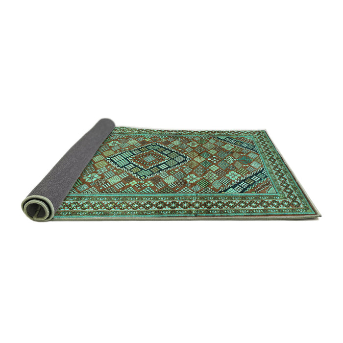 Sideview of Persian Turquoise Traditional Rug, tr74turq