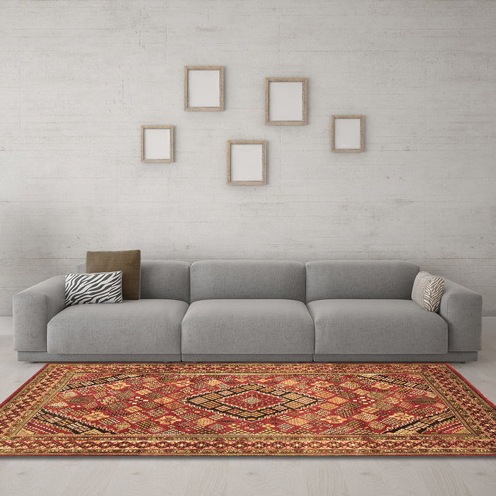 Machine Washable Persian Brown Traditional Rug in a Living Room,, wshtr74brn