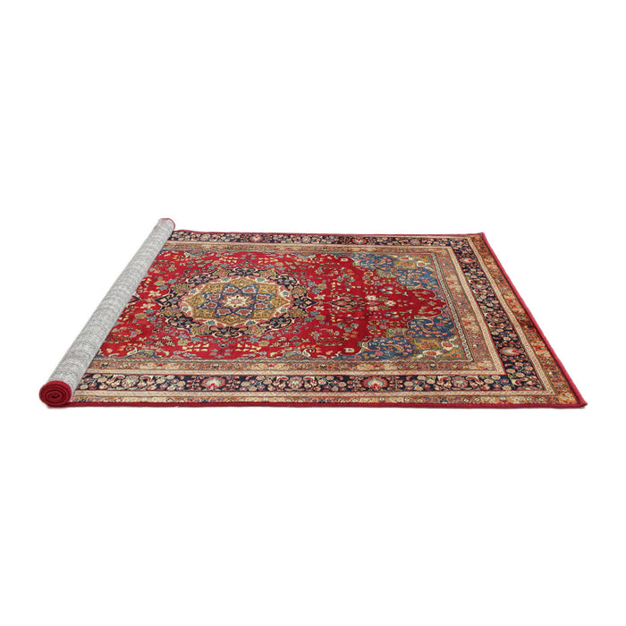 Sideview of Machine Washable Traditional Fire Brick Red Rug, wshtr75