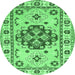 Round Persian Emerald Green Traditional Rug, tr750emgrn