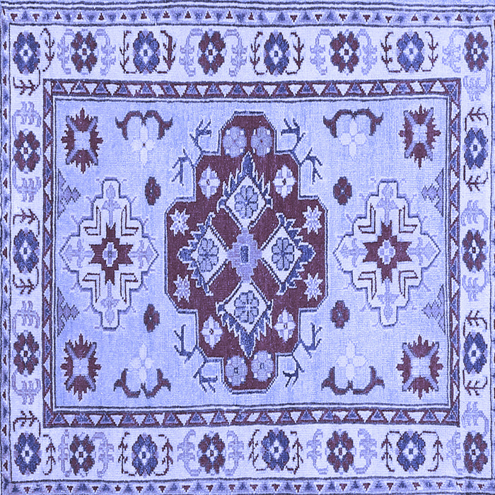 Square Machine Washable Persian Blue Traditional Rug, wshtr750blu