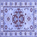 Square Machine Washable Persian Blue Traditional Rug, wshtr750blu