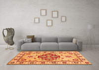 Machine Washable Persian Orange Traditional Rug, wshtr750org