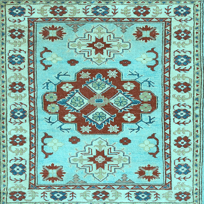 Square Machine Washable Persian Light Blue Traditional Rug, wshtr750lblu