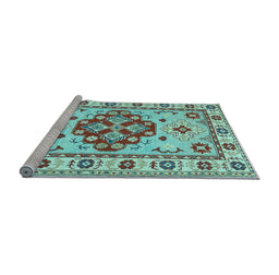 Sideview of Machine Washable Persian Light Blue Traditional Rug, wshtr750lblu