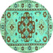 Round Persian Turquoise Traditional Rug, tr750turq