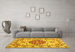 Machine Washable Persian Yellow Traditional Rug in a Living Room, wshtr750yw