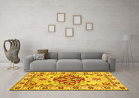 Machine Washable Persian Yellow Traditional Rug, wshtr750yw