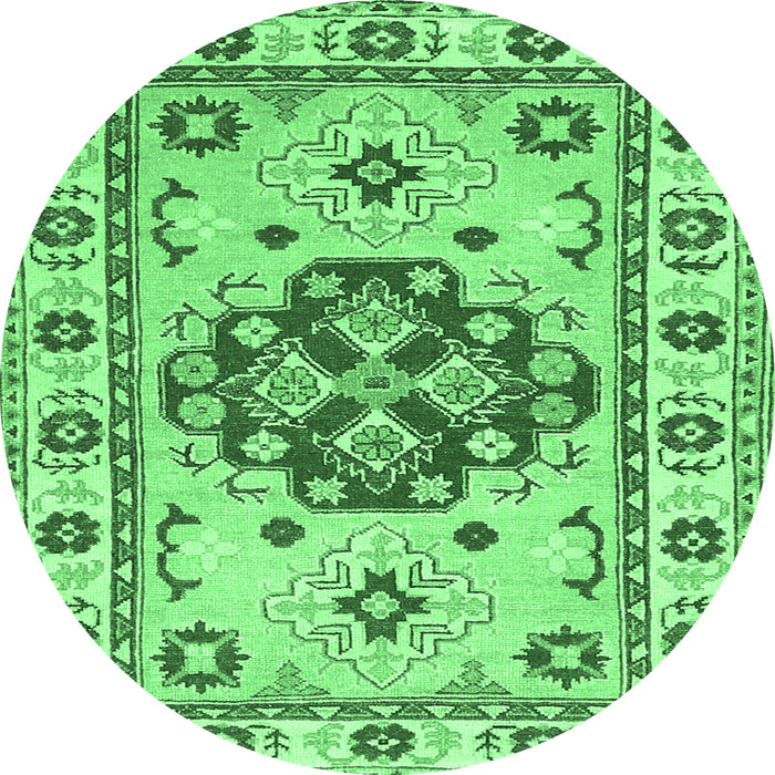 Round Machine Washable Persian Emerald Green Traditional Area Rugs, wshtr750emgrn