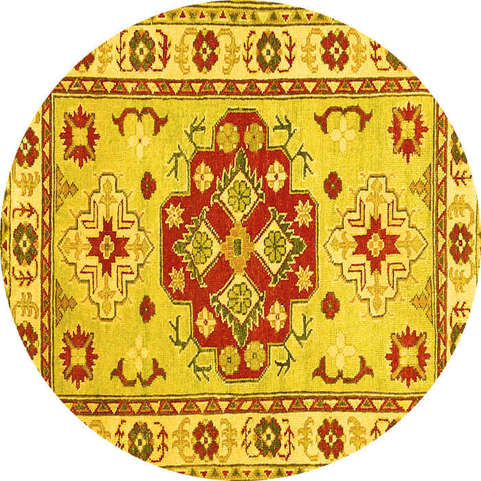 Round Persian Yellow Traditional Rug, tr750yw