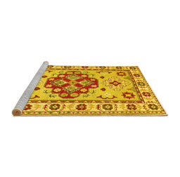 Sideview of Machine Washable Persian Yellow Traditional Rug, wshtr750yw