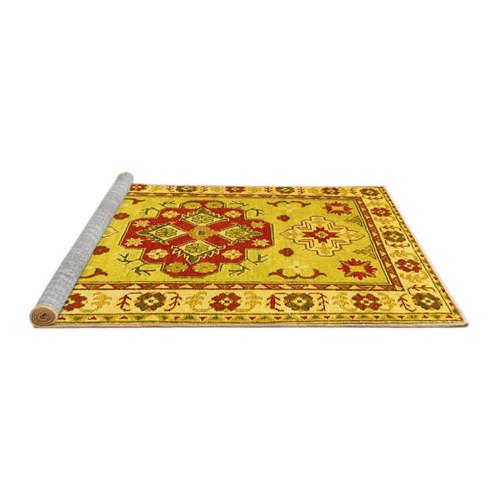 Sideview of Machine Washable Persian Yellow Traditional Rug, wshtr750yw