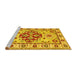 Sideview of Machine Washable Persian Yellow Traditional Rug, wshtr750yw