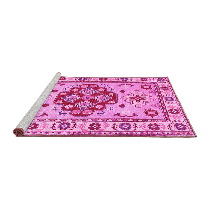 Sideview of Machine Washable Persian Pink Traditional Rug, wshtr750pnk