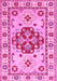 Machine Washable Persian Pink Traditional Rug, wshtr750pnk