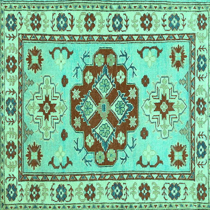 Square Machine Washable Persian Turquoise Traditional Area Rugs, wshtr750turq