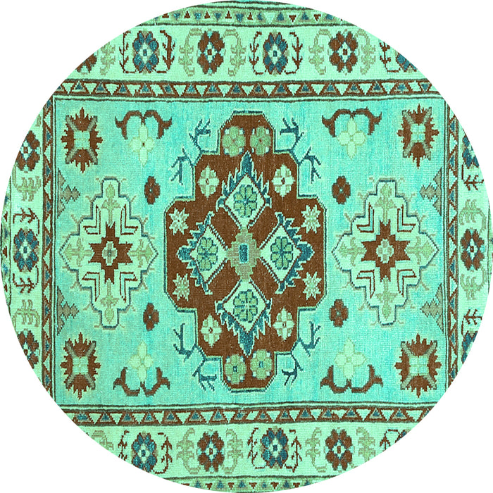 Round Machine Washable Persian Turquoise Traditional Area Rugs, wshtr750turq