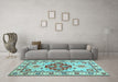 Machine Washable Persian Light Blue Traditional Rug in a Living Room, wshtr750lblu