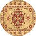 Round Persian Brown Traditional Rug, tr750brn