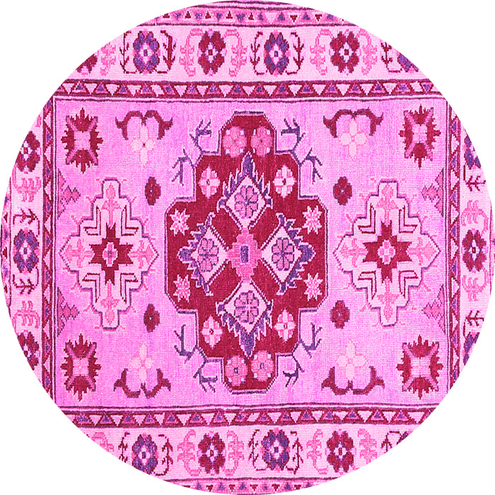 Round Machine Washable Persian Pink Traditional Rug, wshtr750pnk