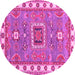 Round Geometric Pink Traditional Rug, tr751pnk