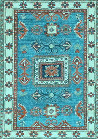 Geometric Light Blue Traditional Rug, tr751lblu