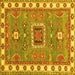 Square Machine Washable Geometric Yellow Traditional Rug, wshtr751yw