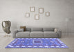 Machine Washable Geometric Blue Traditional Rug in a Living Room, wshtr751blu