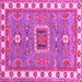 Square Machine Washable Geometric Pink Traditional Rug, wshtr751pnk