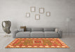 Machine Washable Geometric Orange Traditional Area Rugs in a Living Room, wshtr751org