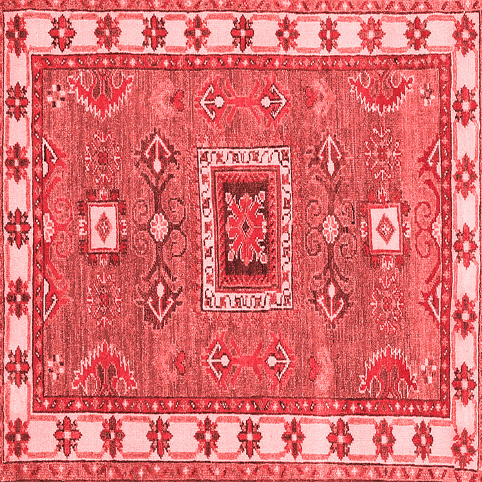 Machine Washable Geometric Red Traditional Rug, wshtr751red