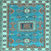 Square Geometric Light Blue Traditional Rug, tr751lblu