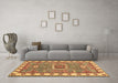 Machine Washable Geometric Brown Traditional Rug in a Living Room,, wshtr751brn